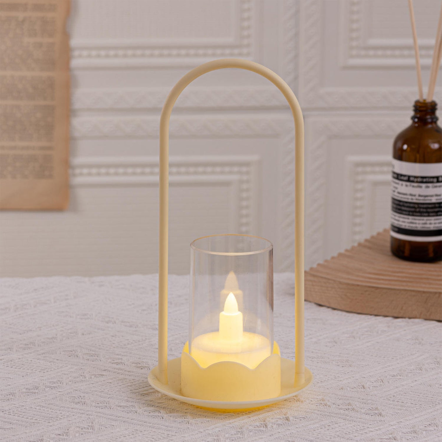 Decorative flameless LED candles in big wind light style emitting warm glow