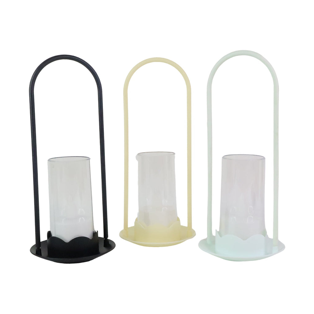 Big wind light style LED candle set with plastic cover mimicking glass lantern