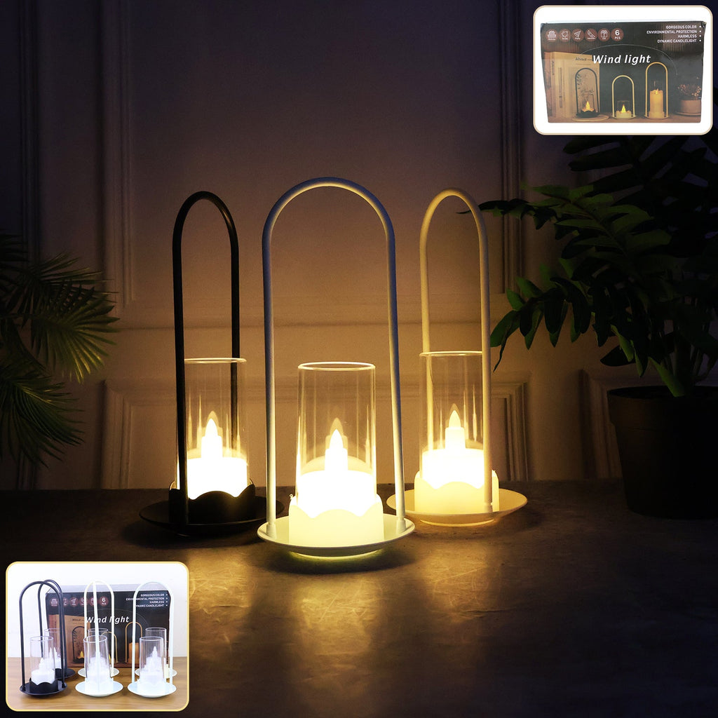 Set of 6 big wind light style flameless LED candles providing warm decorative glow