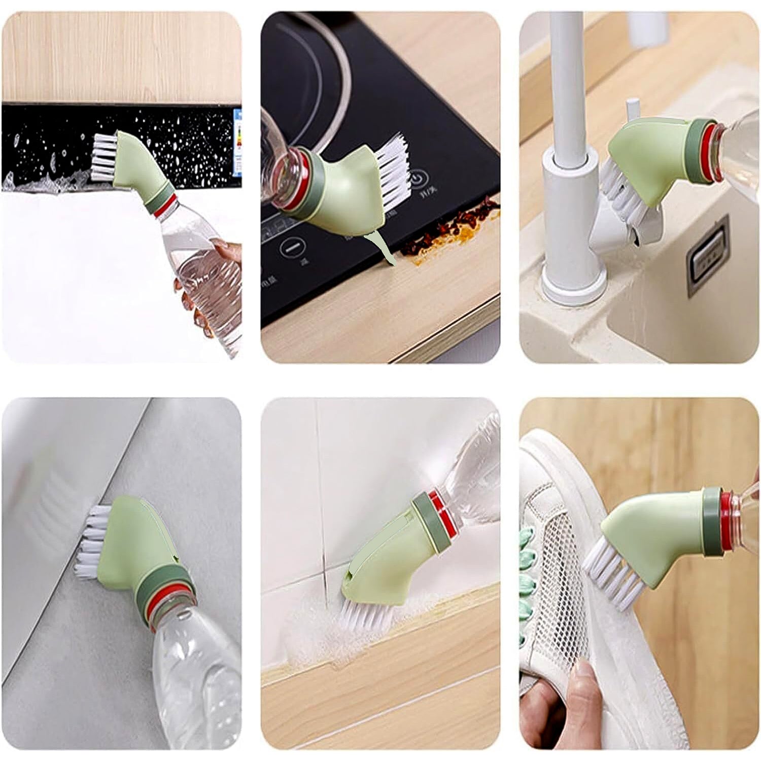 Close-up of multipurpose cleaning brush for door sliders and narrow window tracks