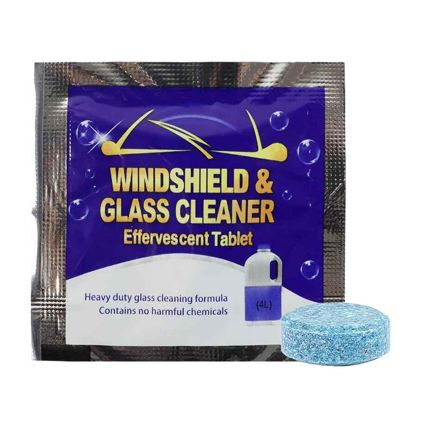 Effervescent cleaning tablet for car windshield visibility