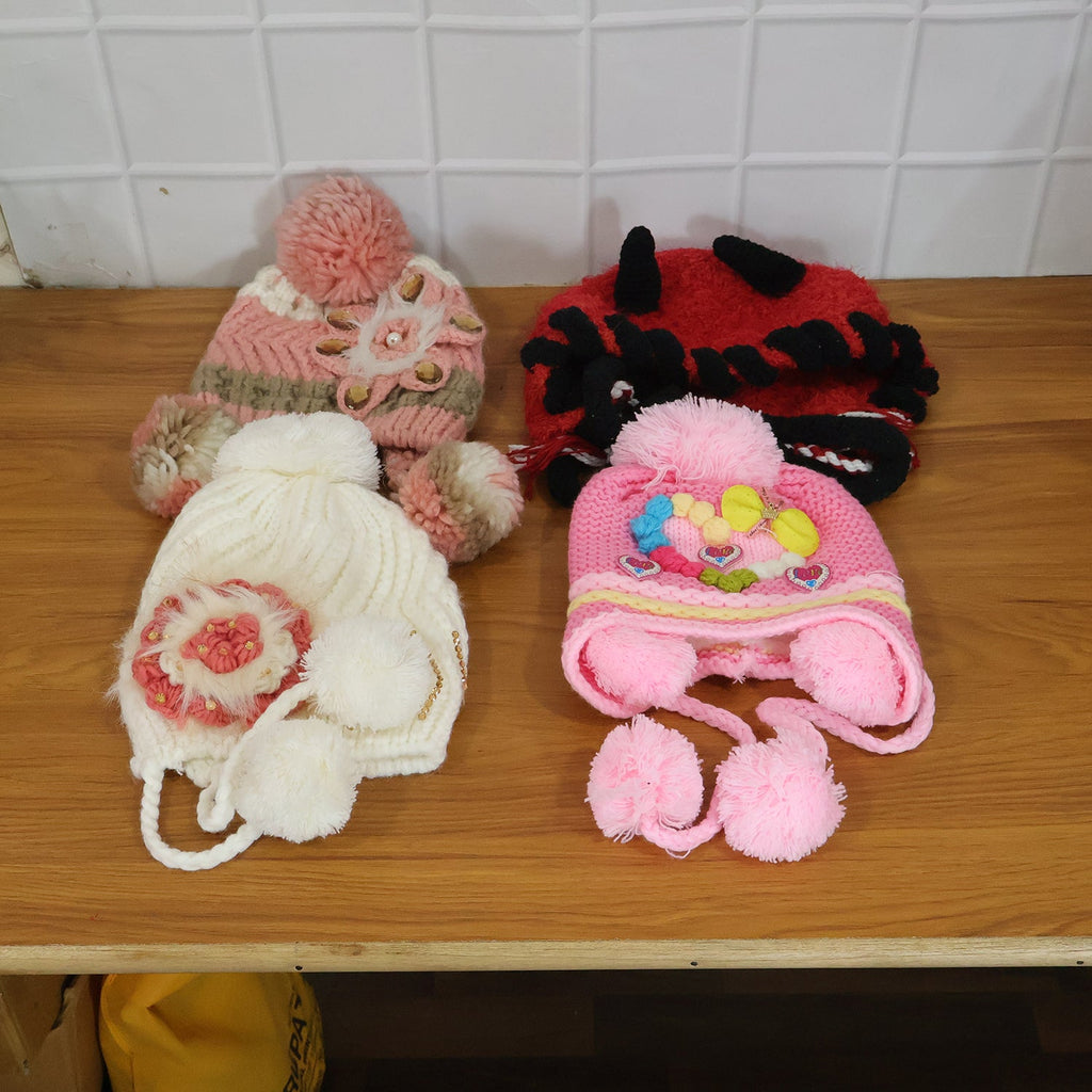 Knitted ear flap cap for kids suitable for winter outdoor activities
