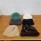Model wearing stylish winter woolen beanie