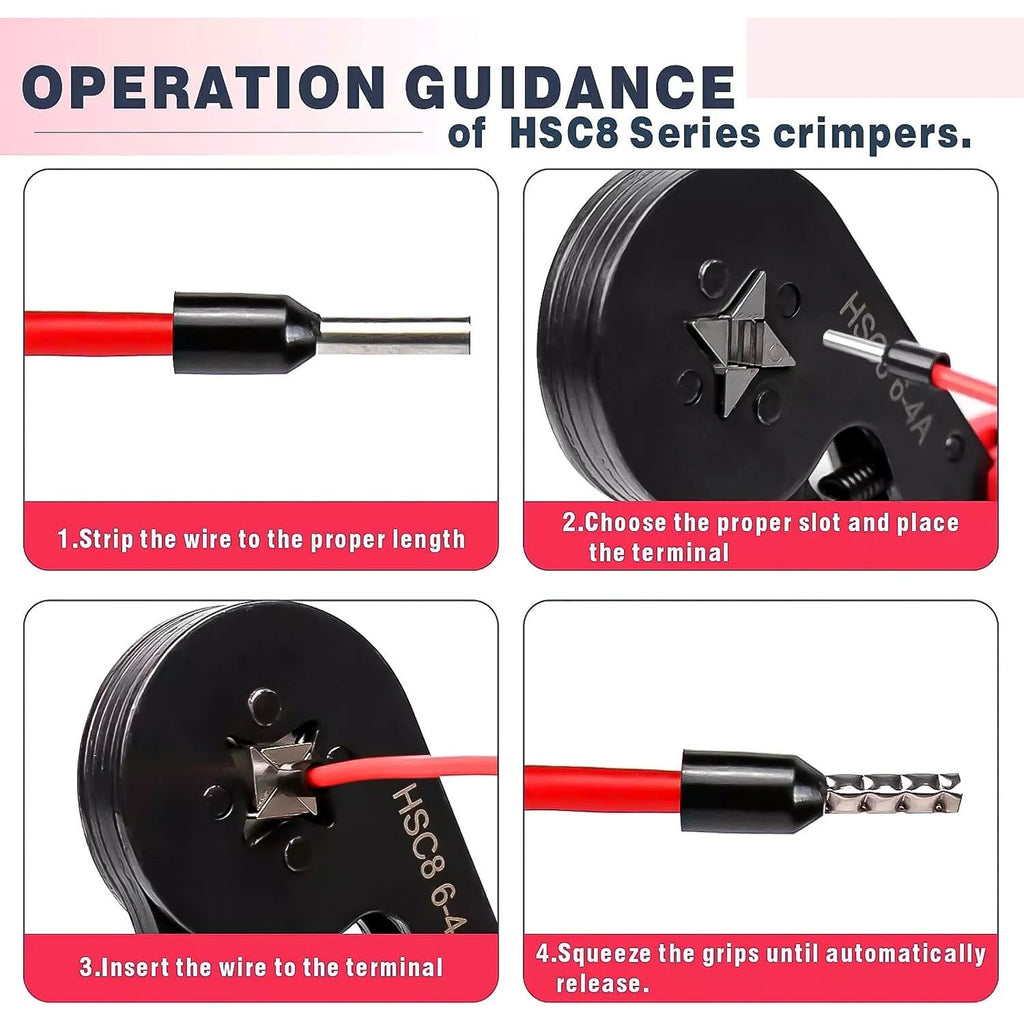 Multi-purpose wire ferrule crimping tool kit with color-coded connectors