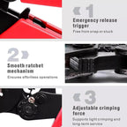 Close-up of wire ferrule crimping tool kit components and connectors