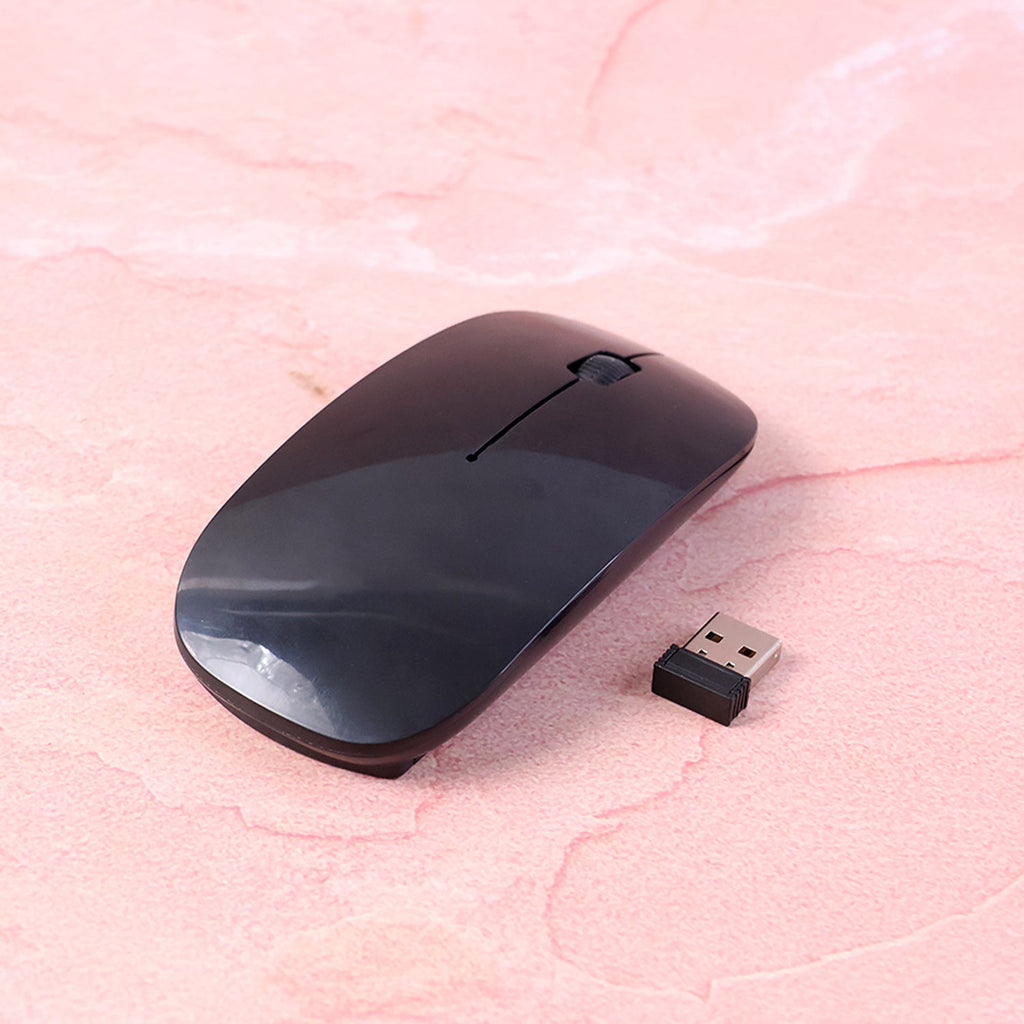 Comparison shot illustrating the compact and modern design of the Compshop Wireless Mouse.