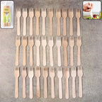 Top view of Freshee 160mm disposable birchwood wooden fork