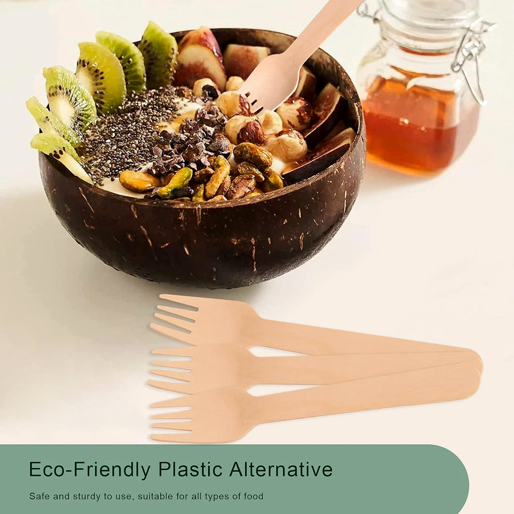 Single 160mm wooden fork made from eco-friendly birchwood