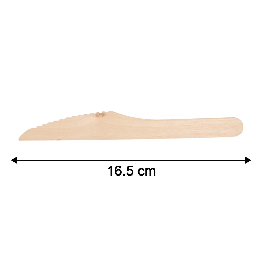 Wooden Knife showing product length of 165mm with full-size grip