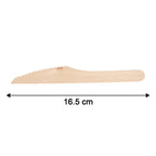 Wooden Knife showing product length of 165mm with full-size grip