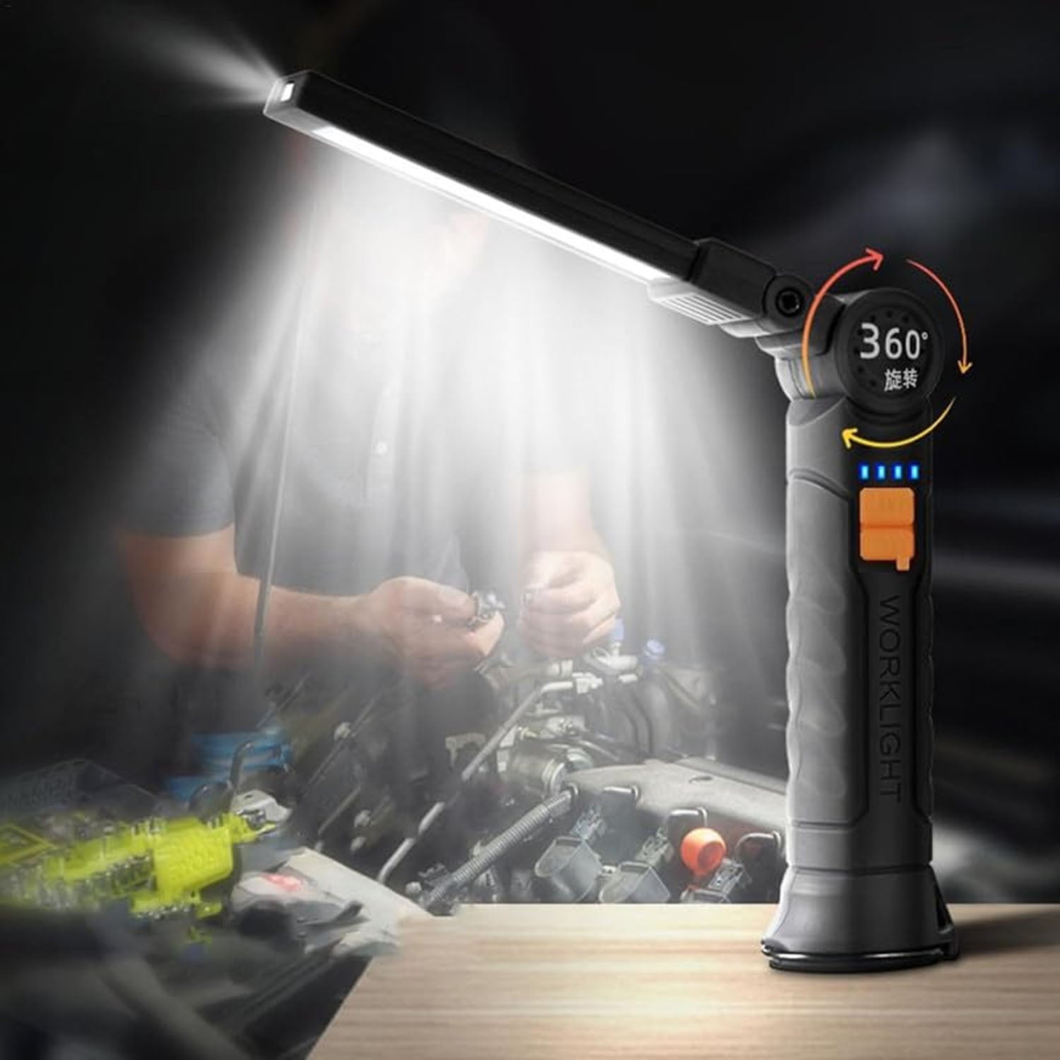 Hands-free LED task light attached via magnetic base