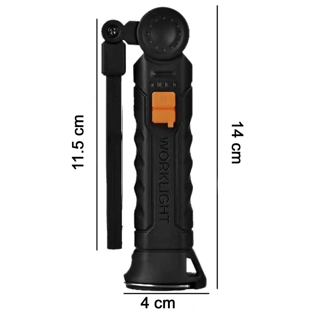 Size comparison showing compact rechargeable LED work light