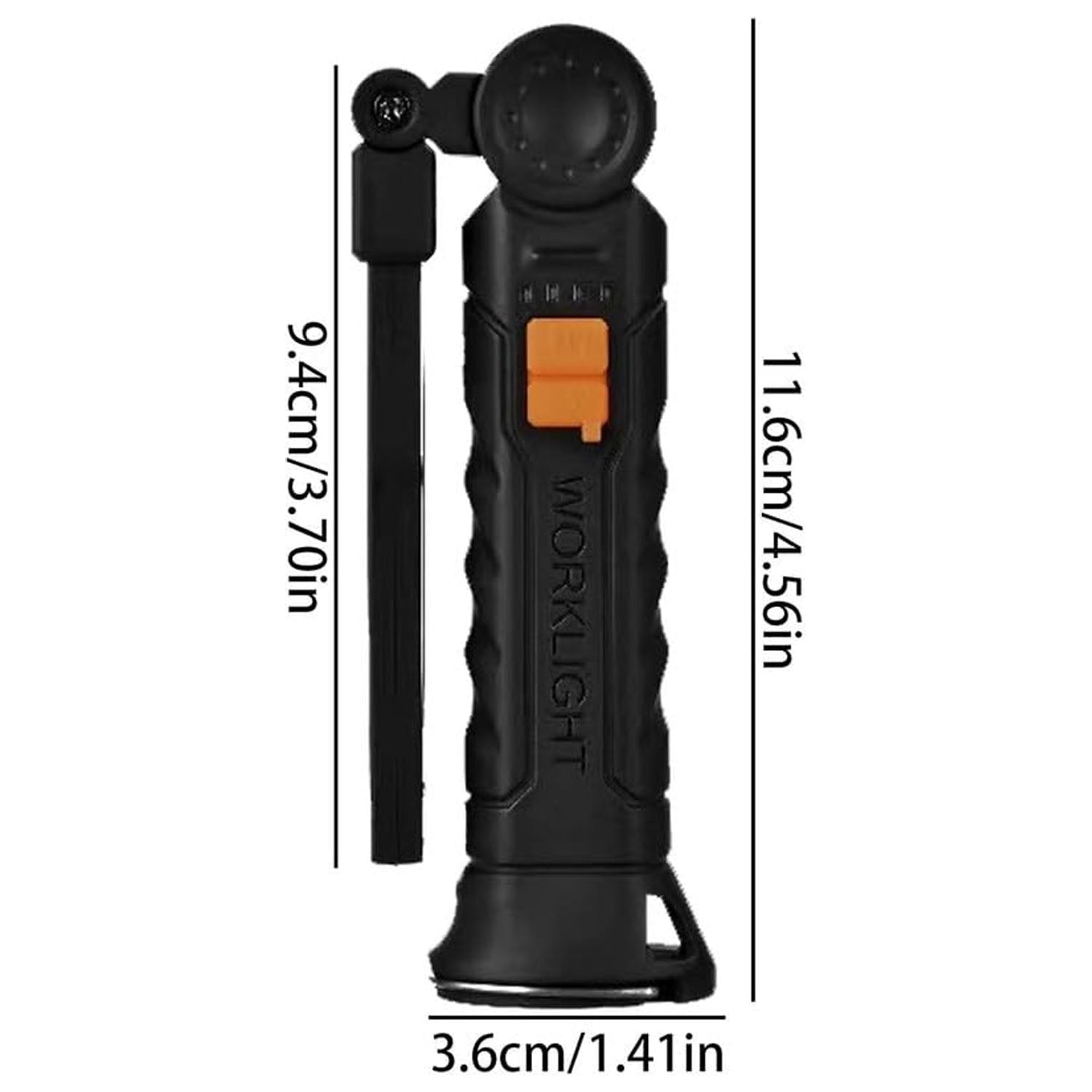 Compact LED work light showcasing size comparison with hand