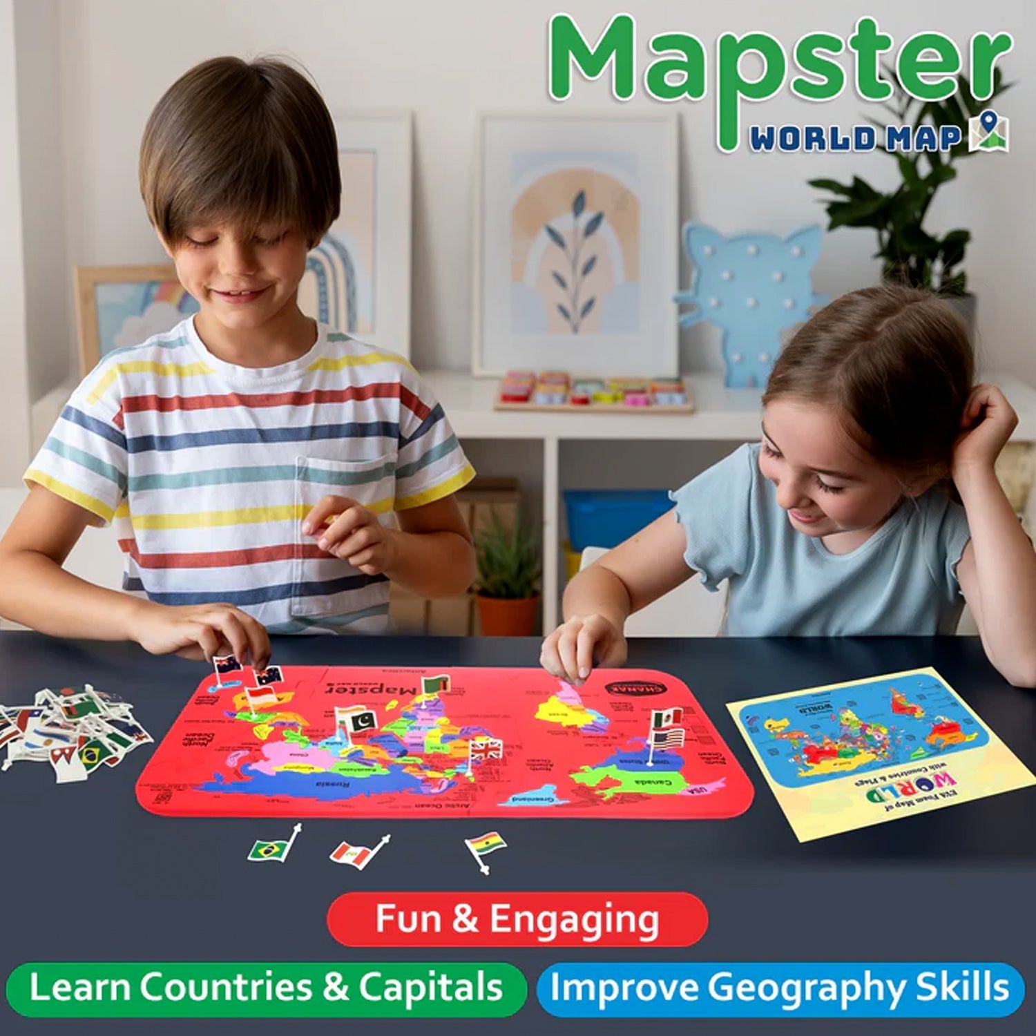 Neutral image showing parts of World Map Puzzle product