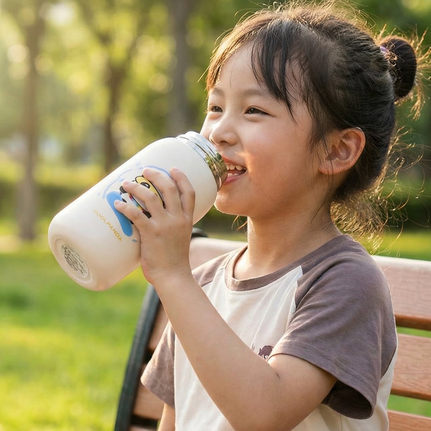 Kids school water bottle steel with easy grip
