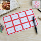 Writable label stickers 50 sheets with strong adhesive and white labels red borders