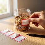 Stacked sheets of writable label stickers for easy organization