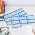 Sheets of red and white self-adhesive shipping label stickers