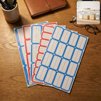 Set of 5 sheets of blank writable label stickers for office and home labeling