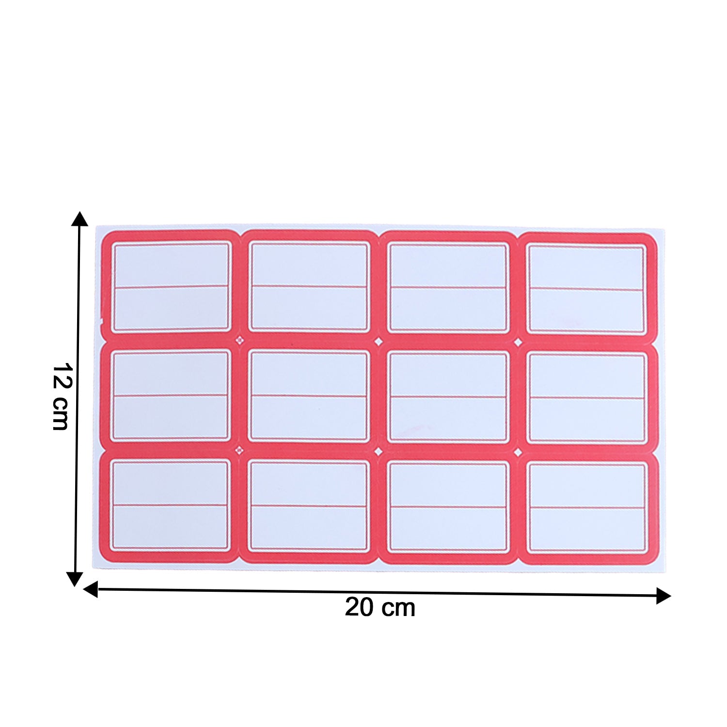 Close-up of blank writable label stickers sheet showing neat rectangular shapes