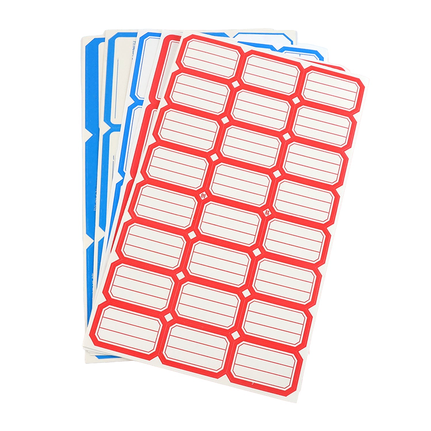 Empty blank writable label stickers isolated on white background for labeling