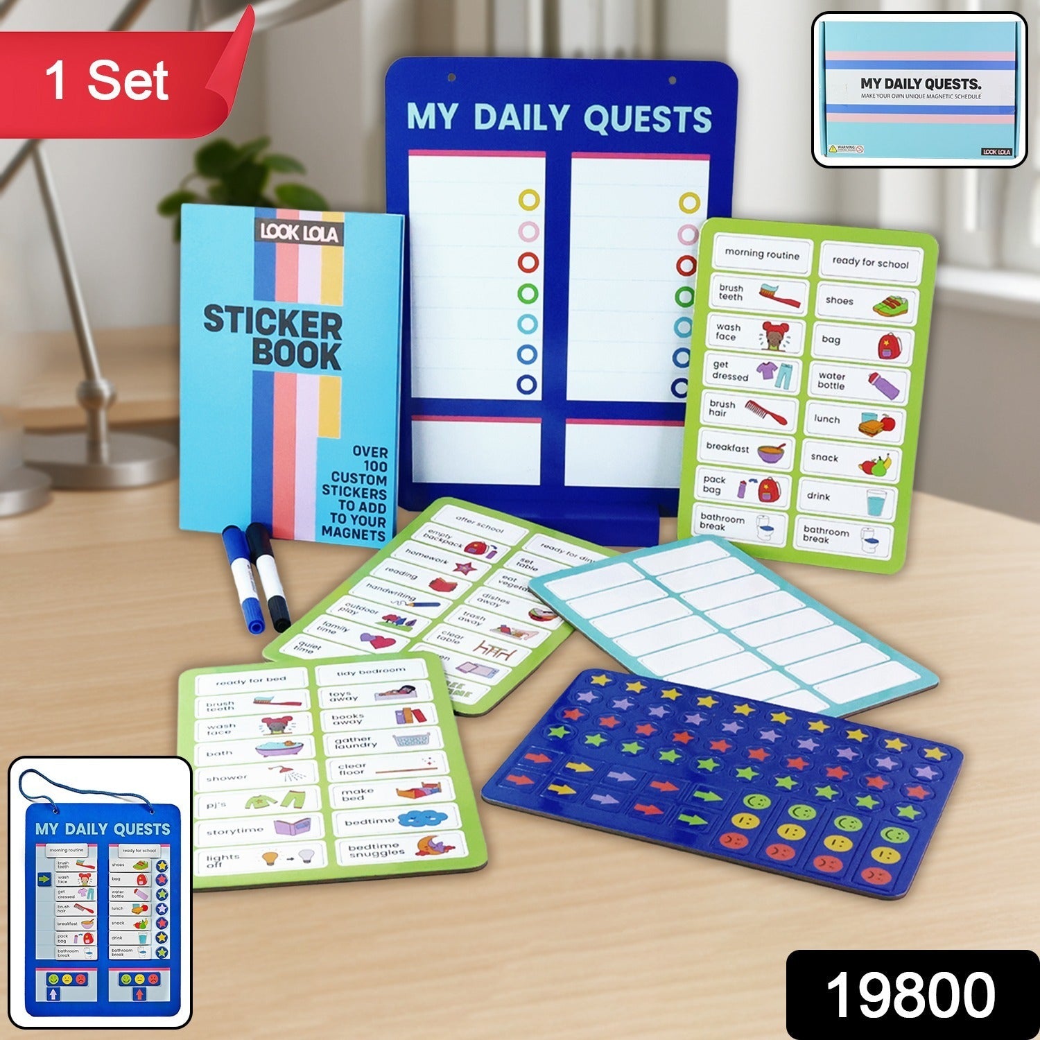 Kids magnetic habit tracker with activity cards and stickers
