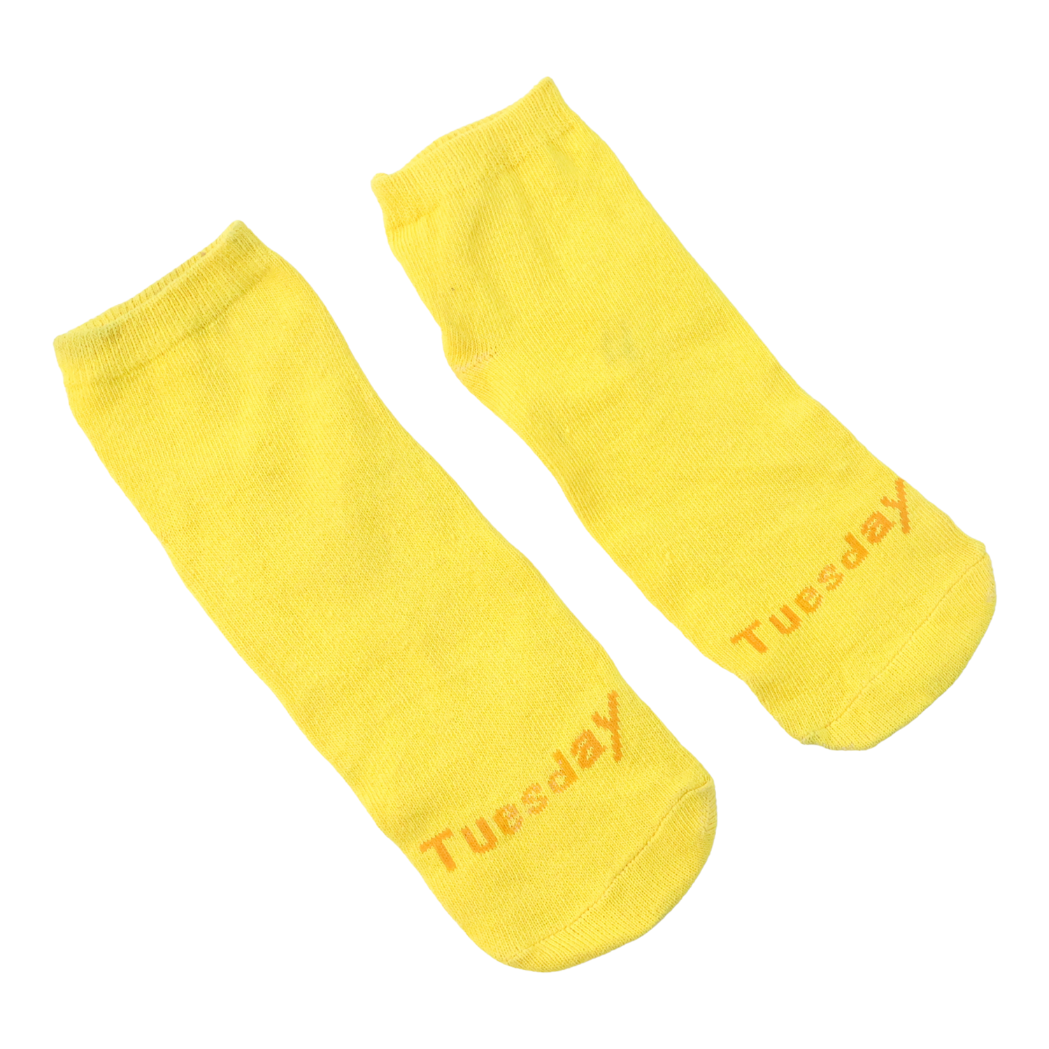 Close-up of yellow casual socks design and knit pattern