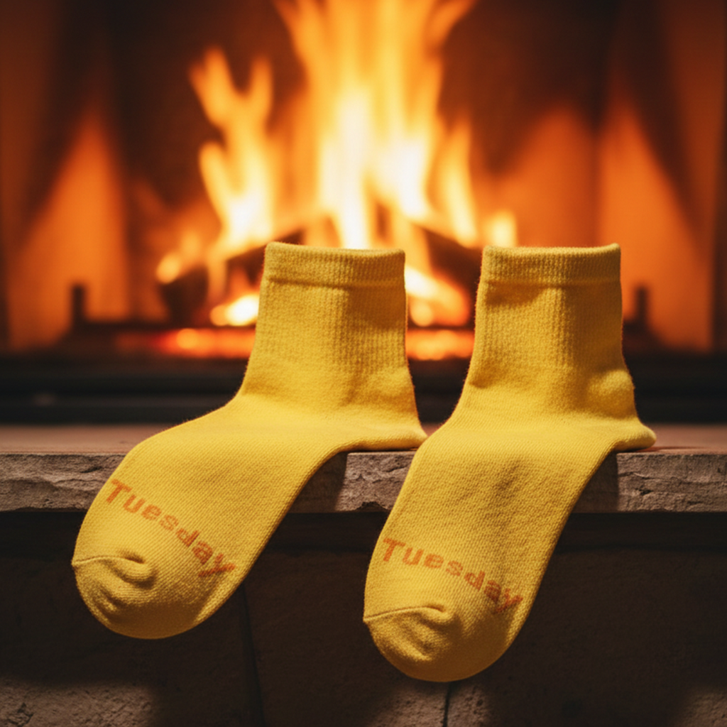 Pair of yellow casual socks with comfortable stretch fit