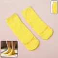 Yellow casual crew socks showing soft knitted texture