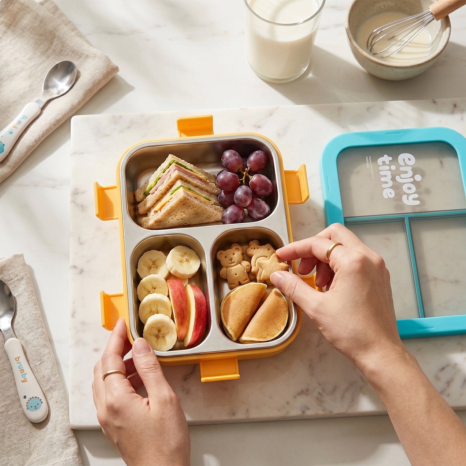 Durable stainless steel tiffin box with utensils