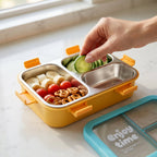 Portable stainless steel lunch box for travel and daily use
