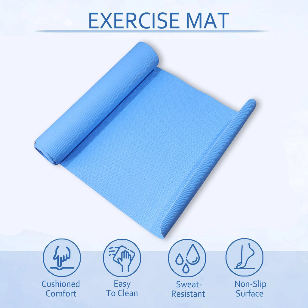 Textured surface on yoga mat ensuring safety during indoor exercise