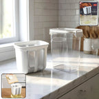 Transparent 2-in-1 yogurt maker with strainer basket for homemade fresh curd and Greek yogurt.