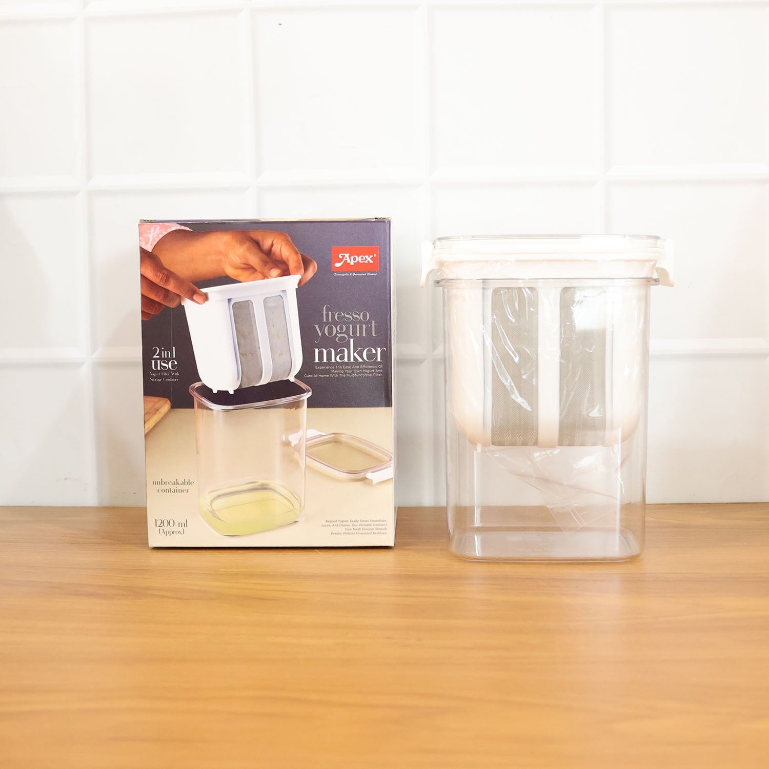 Lifestyle image showing fresh homemade yogurt prepared in 2-in-1 yogurt maker.