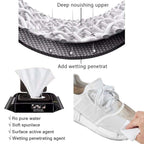 Compact travel-friendly pack of shoe cleaning wipes for easy portability.
