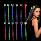 Twinkling LED butterfly hair braid clip glowing at night