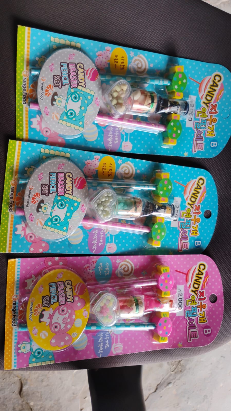 Stationery combo featuring candy-themed pencils and decorative accessories