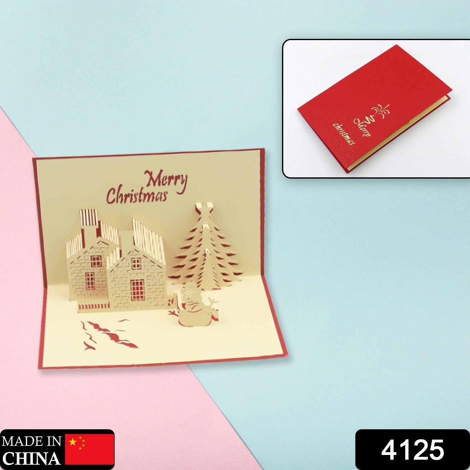 Close-up of an open 3D greeting card, showcasing its intricate paper cut-out details.