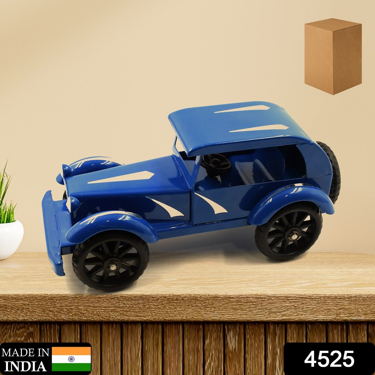 Side profile of the unbreakable metal car toy, highlighting its robust construction.