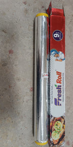 Aluminum foil roll with natural cutter for easy dispensing.