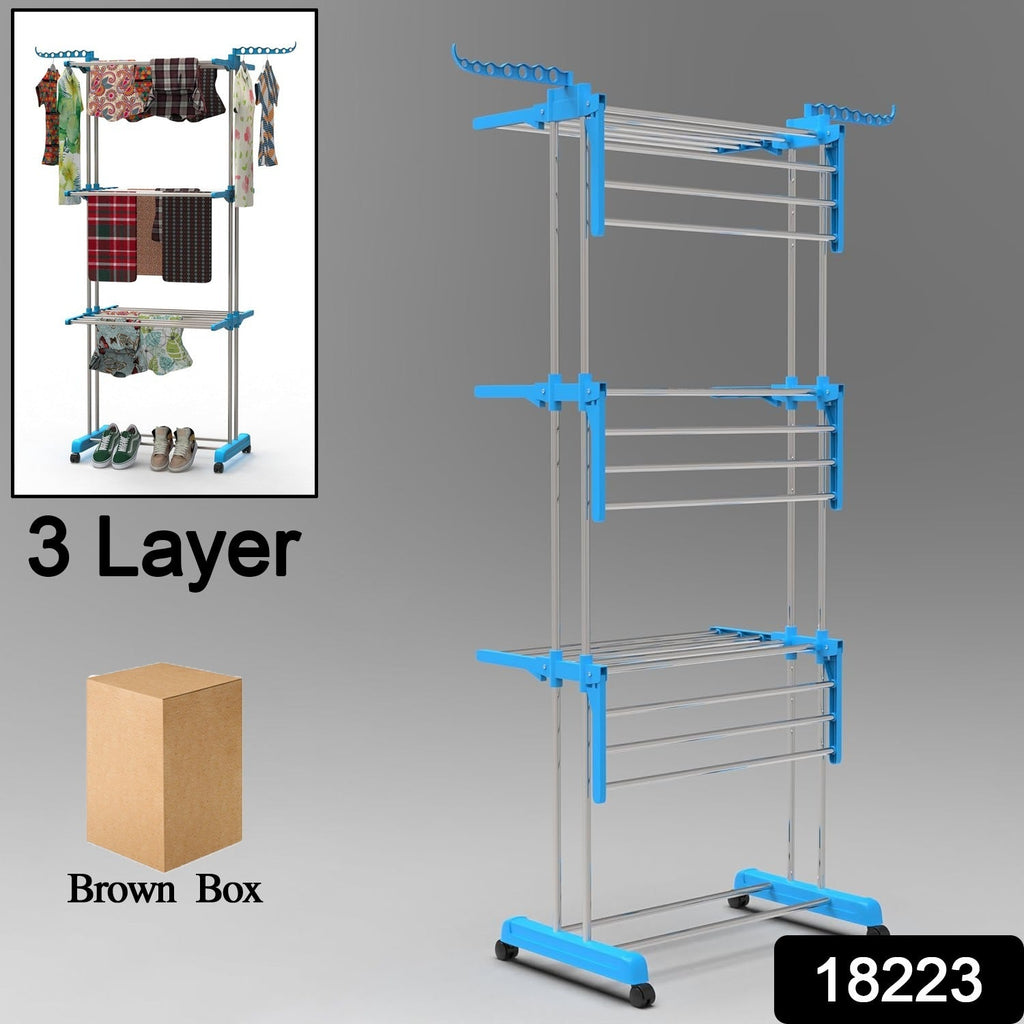 The heavy-duty stainless steel cloth drying stand, suitable for indoor and outdoor use.