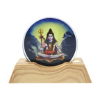 Lord Shiva LED night lamp showing 3D creative design with wooden base