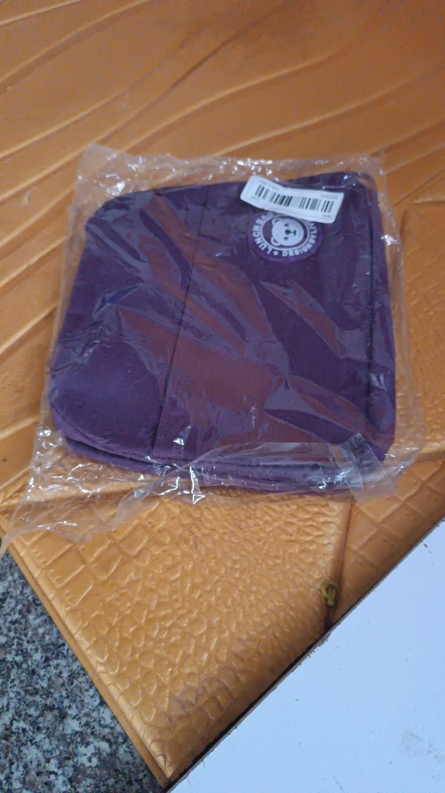 Angled view of insulated lunch bag showing portability features