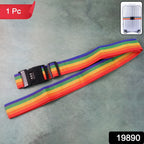 Close-up of the 3-digit combination lock on the colourful Rainbow Luggage Strap.