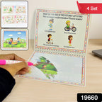 Close-up of child using reusable water pen on magic water drawing book page