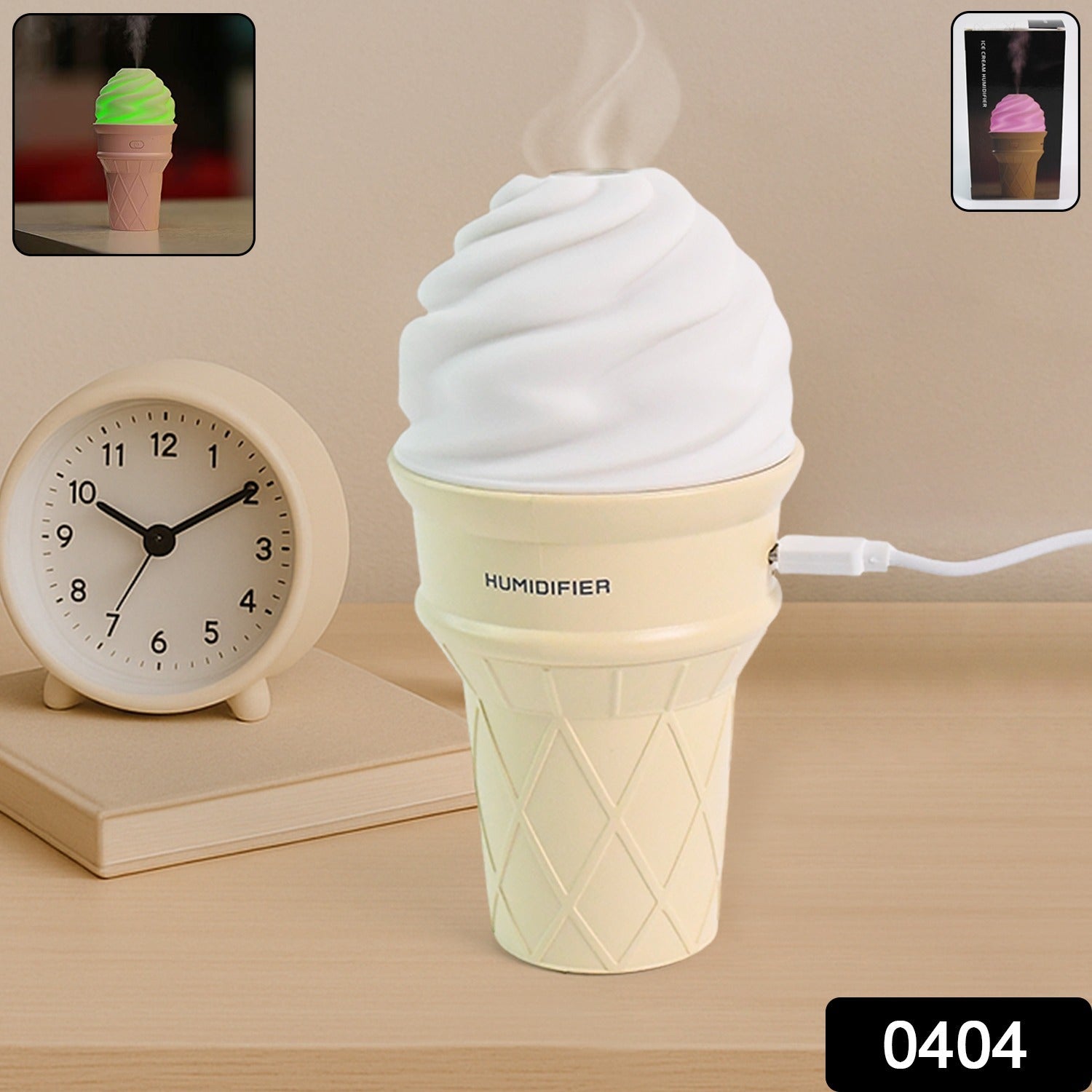 Ice Cream Cone Humidifier and air freshener as a charming gift idea in cream color