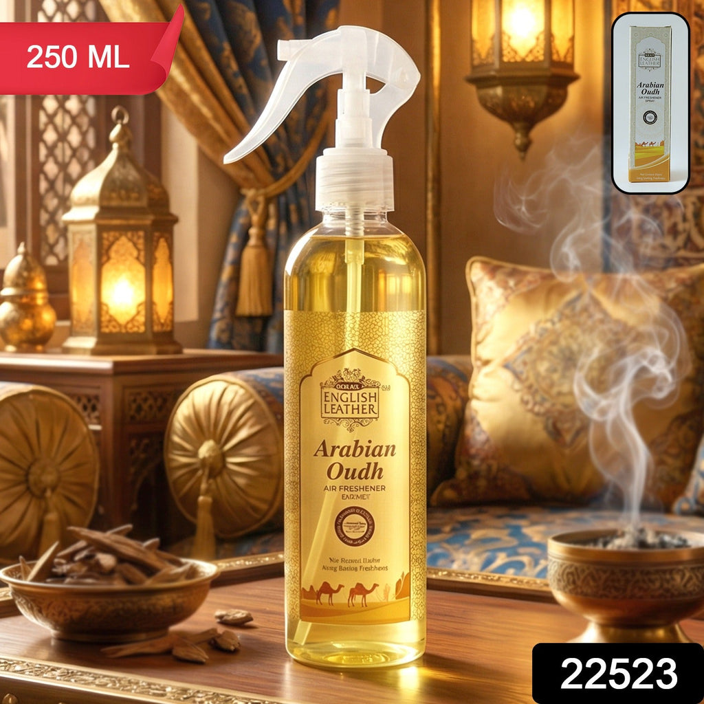 Room freshener spray in trigger bottle with oud scent