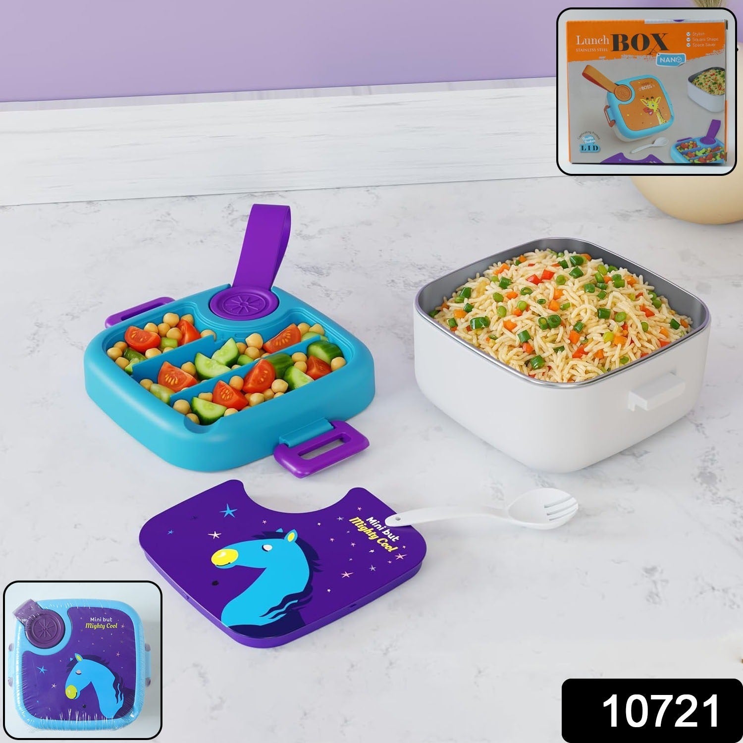 Leak-resistant lid with 4-lock system on kids cartoon lunch box