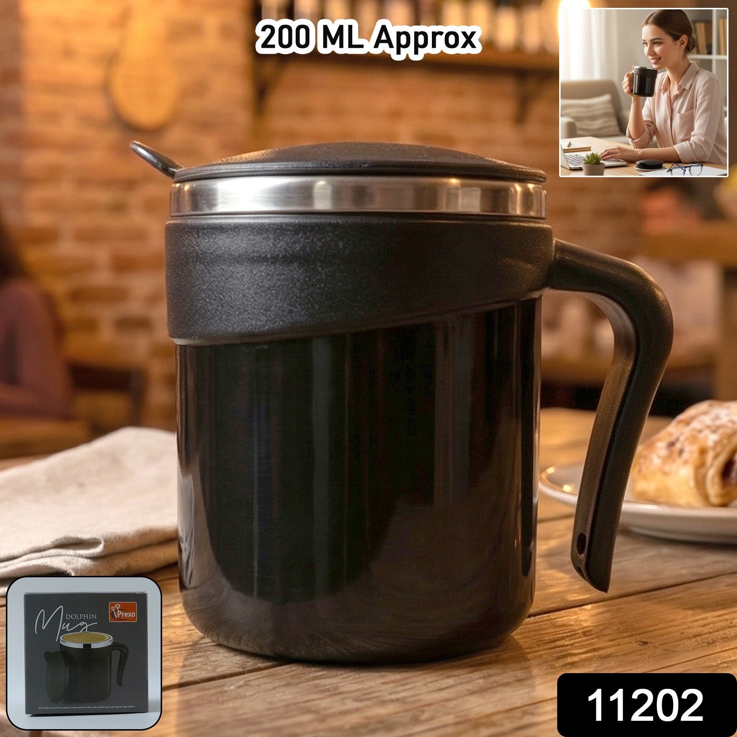 Modern insulated dolphin mug with stainless steel lid for travel