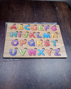 Complete wooden ABC letters and shapes puzzle, ready for playtime and learning.